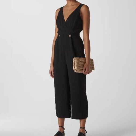 NWOT Like New Whistles Lara Button Black Jumpsuit Size UK 10/ US6 - Picture 1 of 11